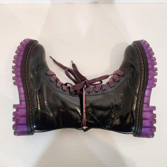 MADDEN GIRL Combat Boot Big Girl 5M Rozzie Black Purple Patent Leather Goth Rare - Picture 10 of 12